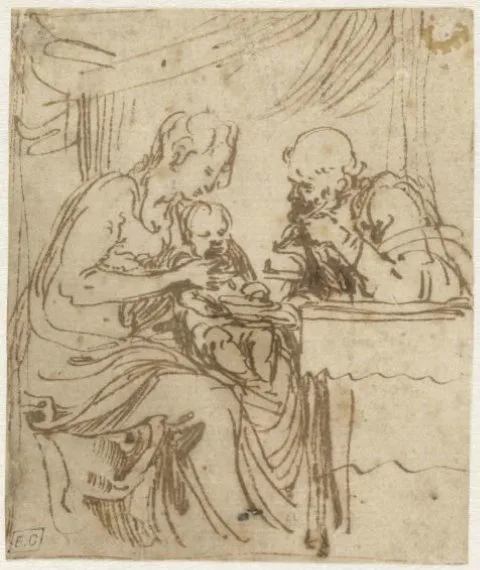 Giulio Campi, De Heilige Familie bij de maaltijd