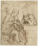 Giulio Campi, De Heilige Familie bij de maaltijd