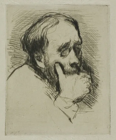 Marcellin Desboutin, Portrait of Degas, His Hand Over his Mouth