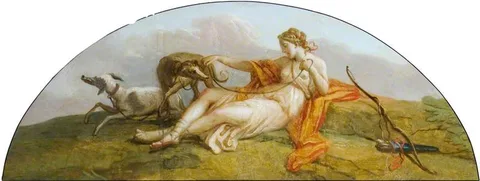 Antonio Zucchi, Diana with Hunting Dogs (ceiling panel)