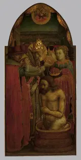 Andrea di Giusto, Baptism of Constantine by Pope Sylvester I (left part of the triptych)