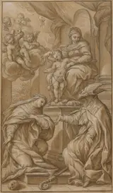 Giuseppe Nicola Nasini, The Madonna and Child Enthroned, Adored by Two Saints