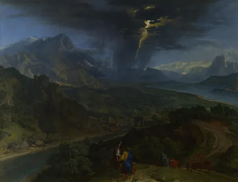 Francisque Millet, Mountain Landscape with Lightning