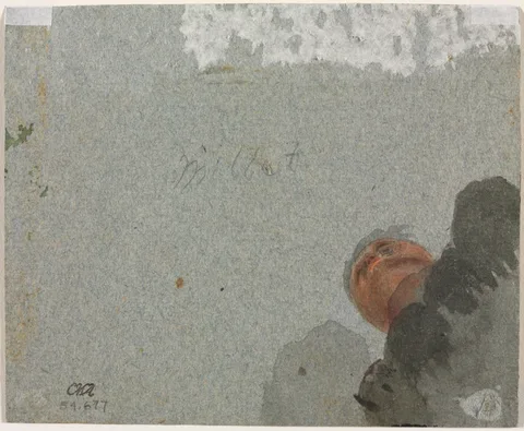 Francisque Millet, Study of a Head seen from Below (verso)