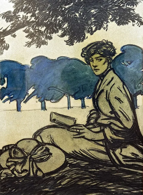 Maxime Dethomas, Woman Sitting in a Park