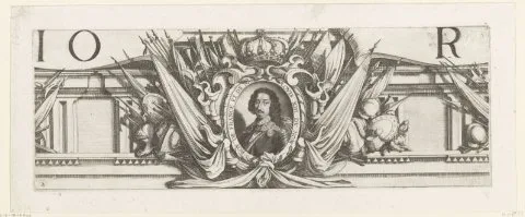 Michel Lasne, Beleg van La Rochelle, september 1627-oktober 1628 (randwerk, deel middenboven)