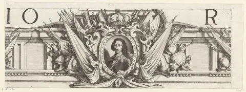 Michel Lasne, Beleg van La Rochelle, september 1627-oktober 1628 (randwerk, deel middenboven)