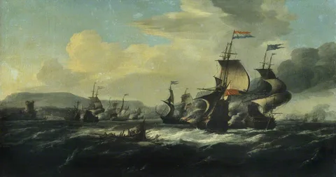 Hendrik van Minderhout, A battle between the Dutch and Barbary pirates near the coast