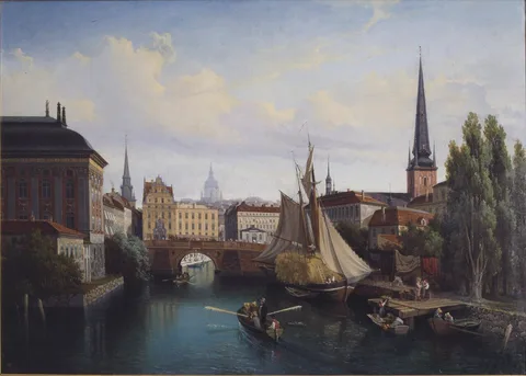 Gustaf Wilhelm Palm, View of the Riddarholmskanalen, Stockholm, 1835