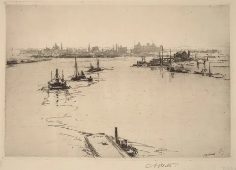 Charles A. Platt, Williamsburg from the Bridge (Sketch)