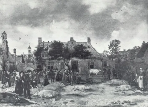 Sybrand van Beest, Selling Pigs at the Market in The Hague