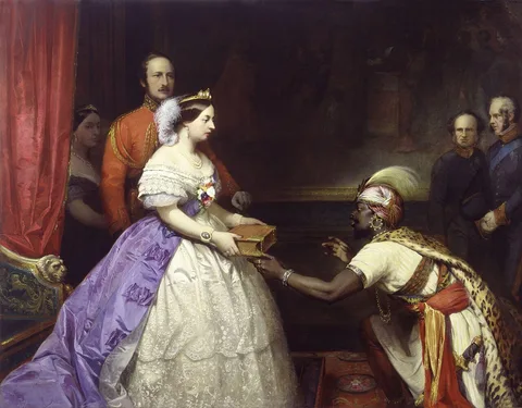 Thomas Jones Barker, 'The Secret of England's Greatness' (Queen Victoria presenting a Bible in the Audience Chamber at Windsor)