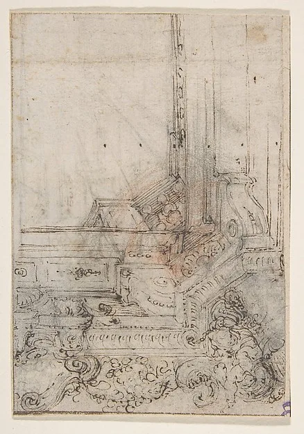 Agostino Mitelli, Design for the Corner of a Decorated Ceiling