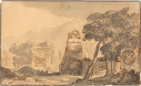 Agostino Mitelli, Landscape with Ancient Tombs