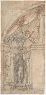 Fabrizio Boschi, Scheme for an Architectural Decoration with a Standing Male Figure in a Niche