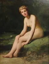 Armand Laroche, Female nude by pond with water lilies