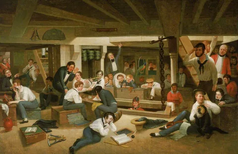 Augustus Earle, Life on the ocean, representing the usual occupations of the young officers in the steerage of a British frigate at sea