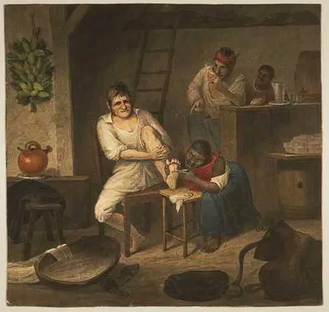 Augustus Earle, Extracting bicho-do-pé (foot worm)