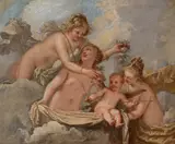 Marco Liberi, The Three Graces holding Cupid in the Clouds
