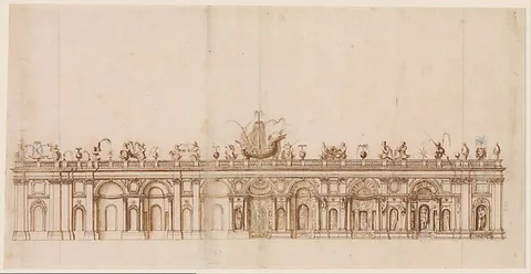 Giovanni Guerra, Design after a Fountain in the Villa Aldobrandini at Frascati