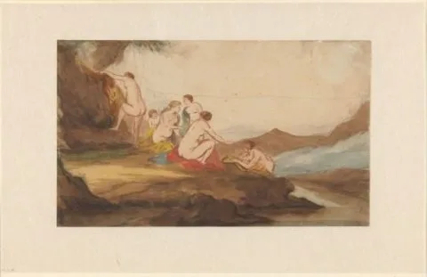Dirck van der Lisse, Women Bathing in a Landscape