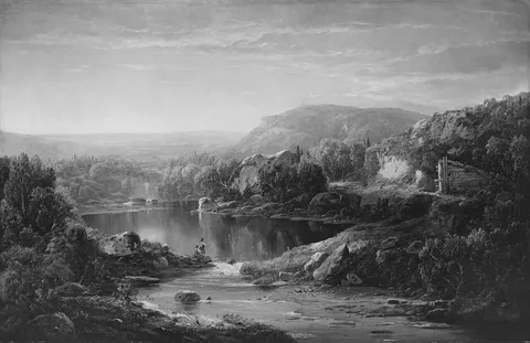 William Louis Sonntag, Sr., Landscape with Waterfall and Figures