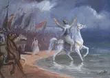 Moustafa Farroukh, 'Oqba ben Nafi' infront of the Atlantic