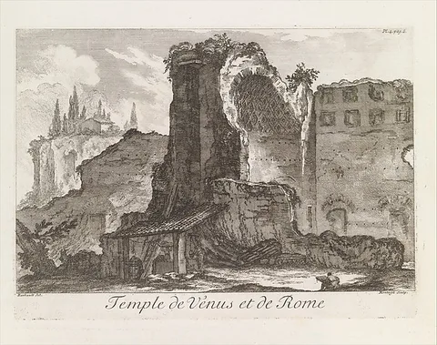 Jean Barbault, Temple de Venus et de Rome, from "Les Plus Beaux Monuments de Rome Ancienne ou Recueil des plus beaux Morceaux de l'Antiquité Romaine qui existent encore"