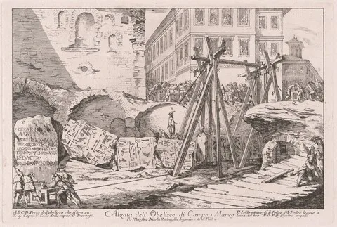 Jean Barbault, Alzata dell'Obelisco di Campo Marzio (Excavation of the Obelisk from the Campo Marzio)