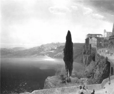Louis Kolitz, Italian landscape, street at the shore