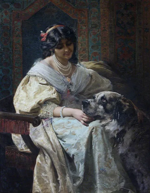 Pietro Morgari, Woman and Dog