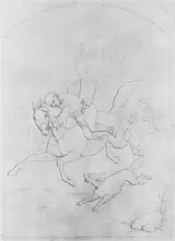 John Whetton Ehninger, Illustration to William Cowper's Poem "The Diverting History of John Gilpin": John Gilpin on His Horse Stampeding Back to London