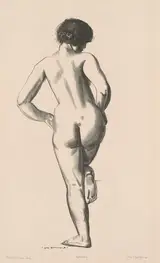 Bolton Brown, Nude Study, Girl Standing on One Foot