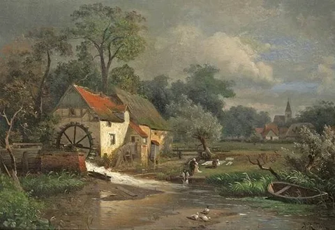 John Robinson Tait, Landscape with Watermill