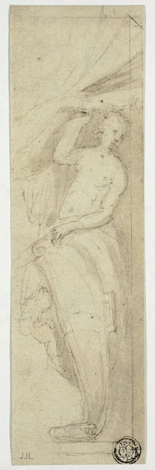 Ra William Etty, Female Figure Pulling Aside Curtain