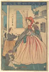 Yoshikazu, A Foreigner Enjoying Her Children