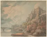 Thomas Hearne, Durham Castle and Framwellgate Bridge from the Banks of the River Wear