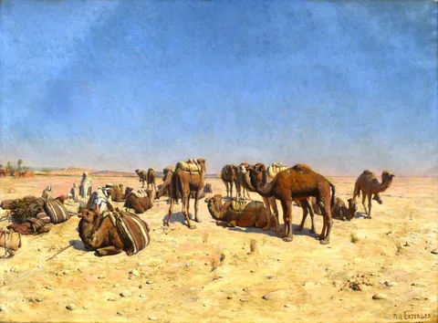 Paul Lazerges, Arabian Caravan at Rest, Biskra