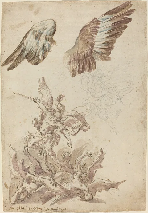 Niccola Ricciolini, Studies for Saint Michael Defeating the Rebel Angels
