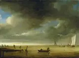 Julius Porcellis, Fishermen on Shore Hauling in their Nets