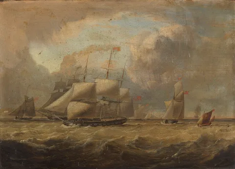 John Christian Schetky, The Vestal Frigate, "Emerald", with Princess Victoria on board, 24th July 1833.