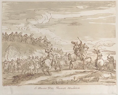 Arthur Pond, Cavalry advancing to the charge, with a central figure on horseback raising a sword