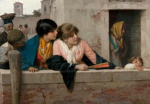 Luigi Da Rios, Overlooking a Canal, Venice
