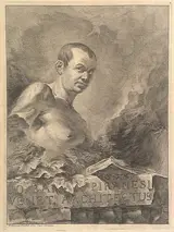 Felice Polanzani, Portrait of G.B. Piranesi in imitation of an antique bust, from "Opere varie di Architettura, prospetive, grotteschi, antichità; inventate, ed incise da Giambattista Piranesi Architetto Veneziano" (Various Works of Architecture, perspectives, grotesques, and antiquities, designed and etched by Giambattista Piranesi, Venetian Architect)