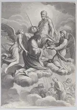 Charles-Louis Simonneau, Saint Louis of France received into heaven by Christ and two angels who offer him the crown of France