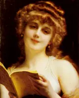 Adolphe Piot, A Blonde Beauty Holding a Book.