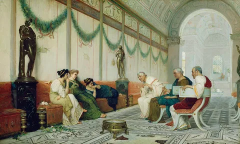Ettore Forti, Interior of Roman Building with Figures