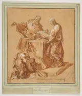 Anton Kern, A High-Priest, the Prophetess Anna (?) and a Kneeling Boy around a Table