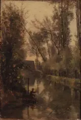 Antoine Émile Plassan, Landscape with Fishermen
