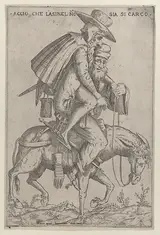 Ambrogio Brambilla, Caricature with two men on a mule